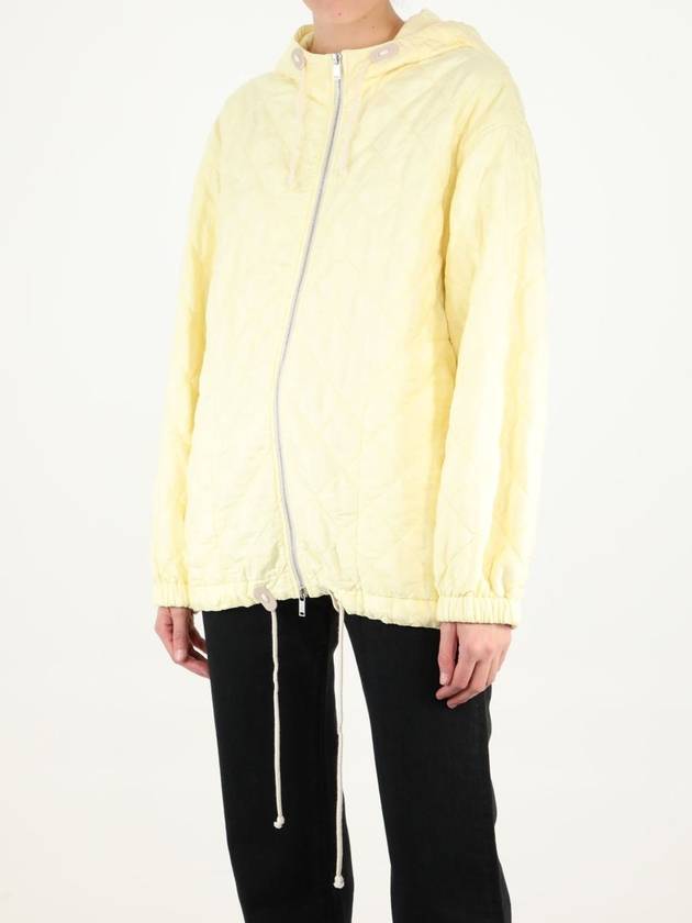 Silk Quilted Hooded Jacket Yellow - JIL SANDER - BALAAN 3