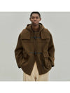 Overfit Hooded Duffel Half Coat Brown - NOIRER - BALAAN 1