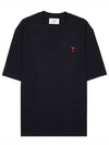 Small Heart Logo Boxy Fit Short Sleeve T-Shirt Black - AMI - BALAAN 2