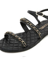 Black Gold Chain Quilted Strap Sandals Slippers G36934 - CHANEL - BALAAN 7