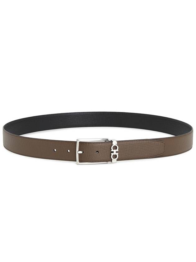 Gancini Reversible Adjustable Leather Belt Brown - SALVATORE FERRAGAMO - BALAAN 4