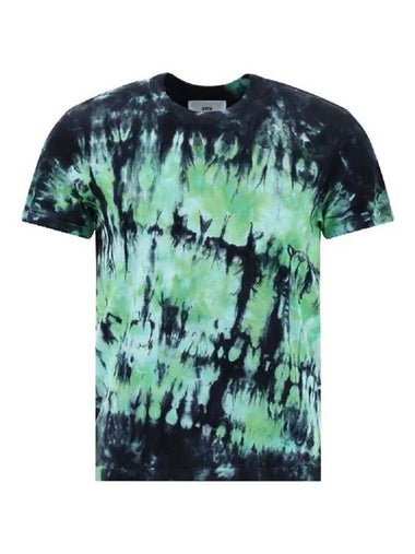 Tie Dye Printed Short Sleeve T-Shirt Green - AMI - BALAAN 1