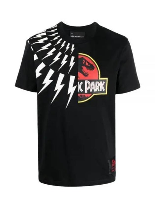 Jurassic Park Thunderbolt Short Sleeve T-Shirt Black - NEIL BARRETT - BALAAN 1