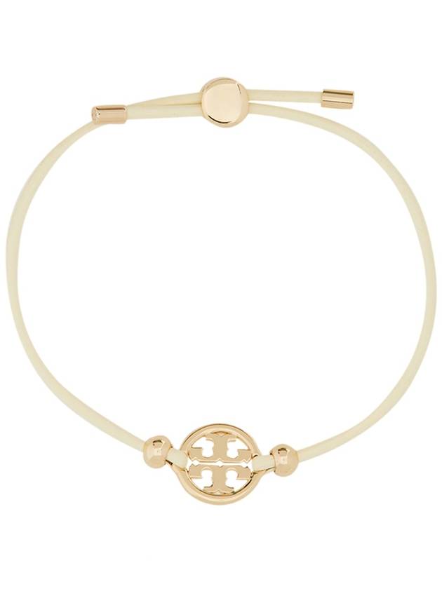 Miller Logo Charm Slider Leather Bracelet White - TORY BURCH - BALAAN 4