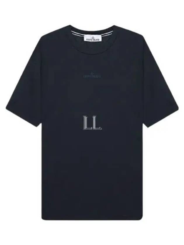 Small Logo Print Short Sleeve T-Shirt Navy - STONE ISLAND - BALAAN 2