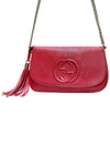 Women s 536224 Red Leather Soho Interlocking Tassel Decorated Chain Cross Bag - GUCCI - BALAAN 1