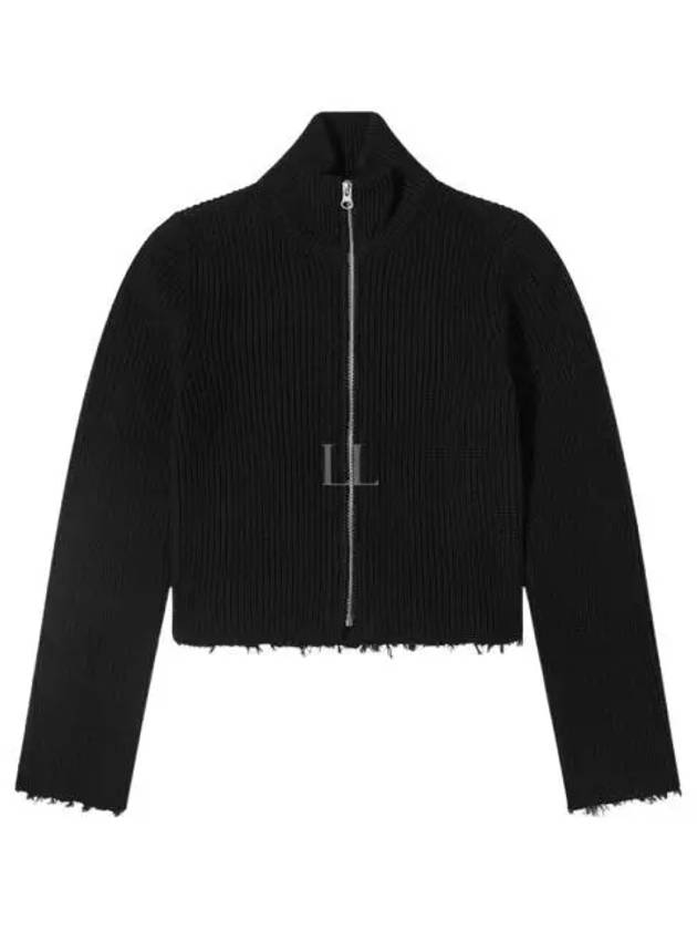 Ribbed Zipper Cotton Cardigan Black - MAISON MARGIELA - BALAAN 2