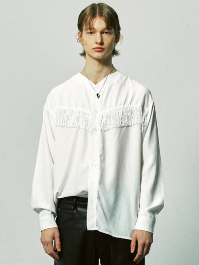 Western Fringe Long Sleeve Shirt White - S SY - BALAAN 2