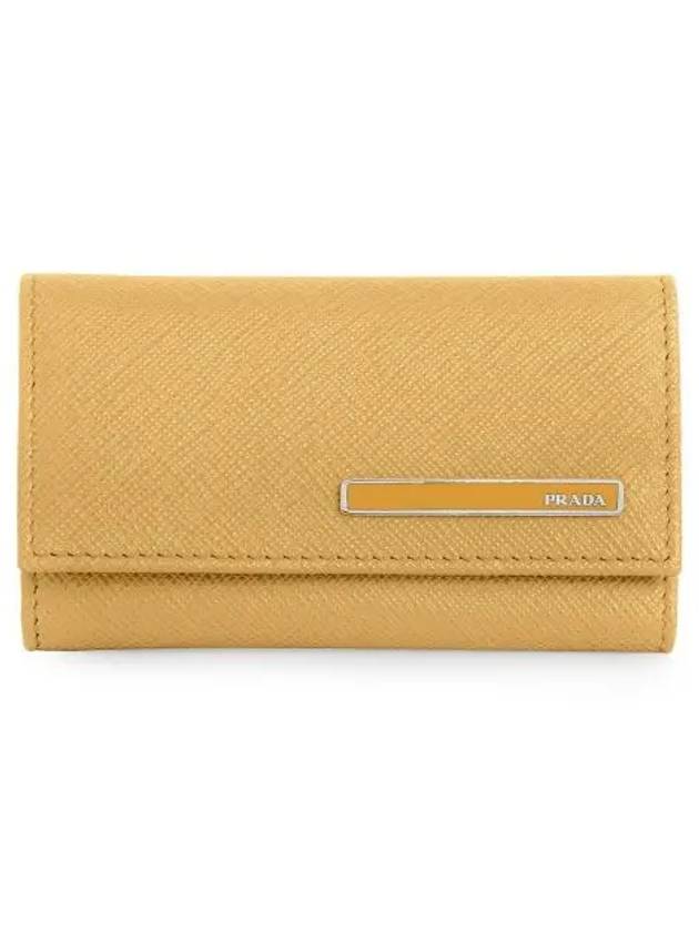 Saffiano Metal Logo Key Holder Yellow - PRADA - BALAAN 3