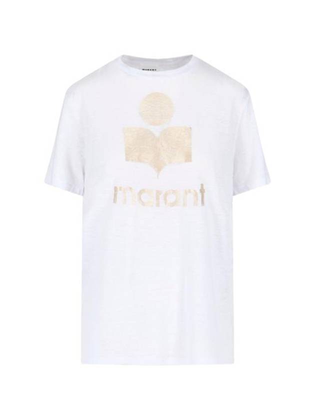 Zewel Logo Linen Short Sleeve T-Shirt White - ISABEL MARANT - BALAAN 1