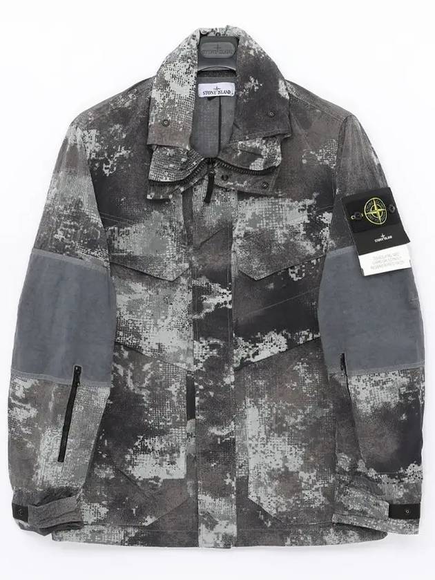 Dissolving Grid Camo Econyl Regenerated Nylon Hooded Jacket Grey - STONE ISLAND - BALAAN 2