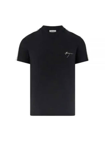 Embroidered Logo Cotton Short Sleeve T-Shirt Black - SALVATORE FERRAGAMO - BALAAN 2