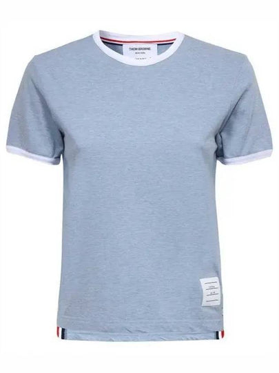 Women's Melange Jersey Ringer Short Sleeve T-Shirt Light Blue - THOM BROWNE - BALAAN 2