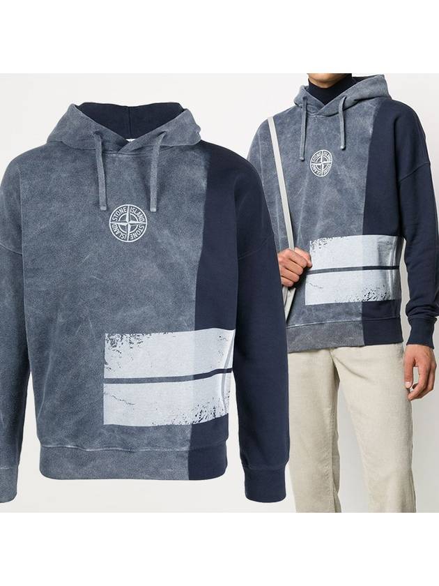 Logo Print Felpa Hoodie Navy - STONE ISLAND - BALAAN 2