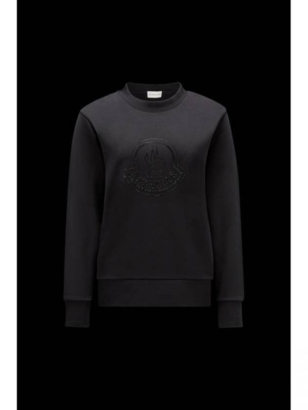 Crystal Logo Cotton Sweatshirt Black - MONCLER - BALAAN 2