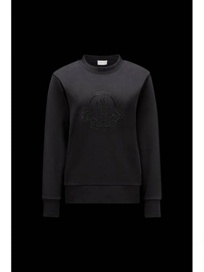 Crystal Logo Cotton Sweatshirt Black - MONCLER - BALAAN 2