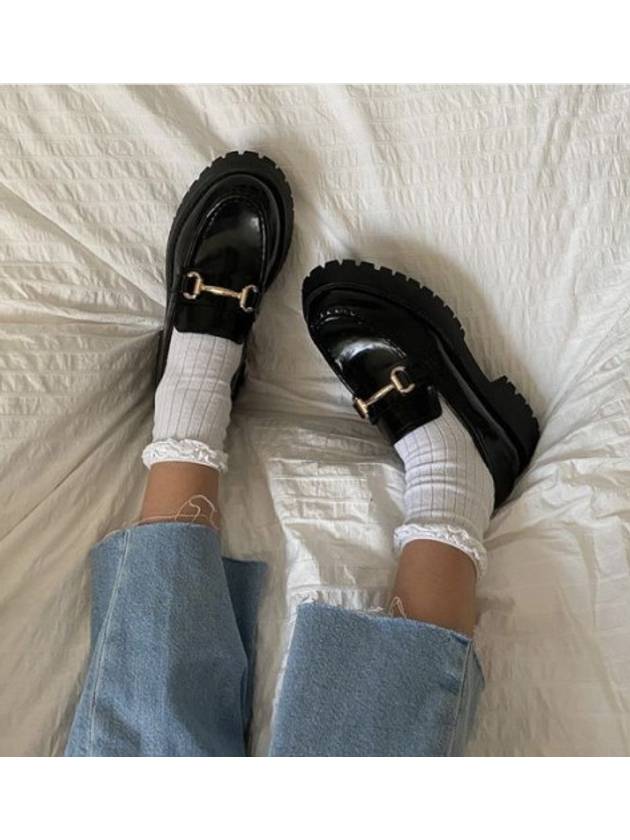 Lug Sole Horsebit Low Heel Loafers Black - GUCCI - BALAAN 9