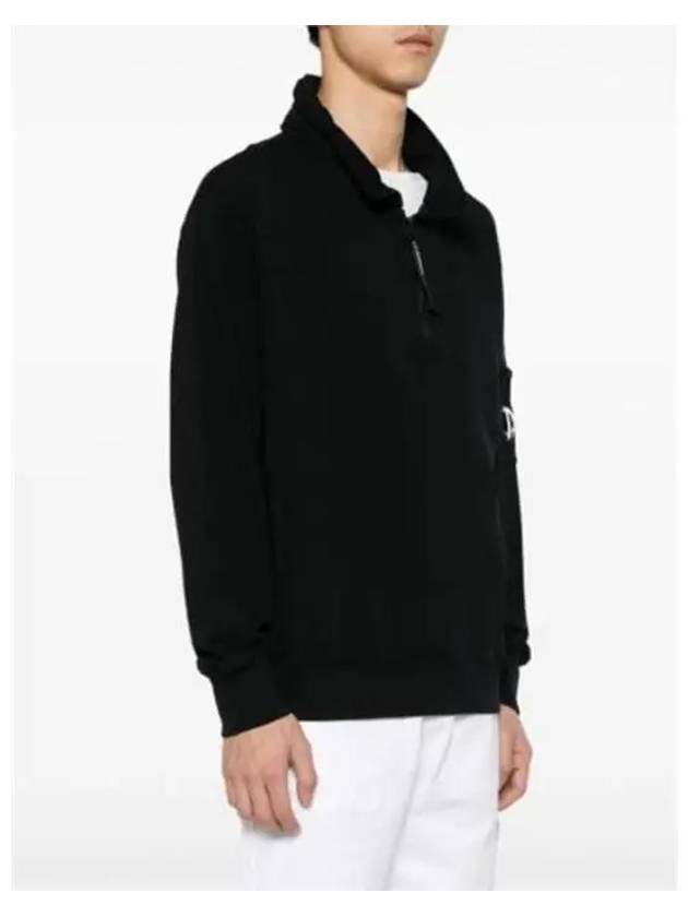 Cotton Fleece Zipped Sweatshirt Black - CP COMPANY - BALAAN 5