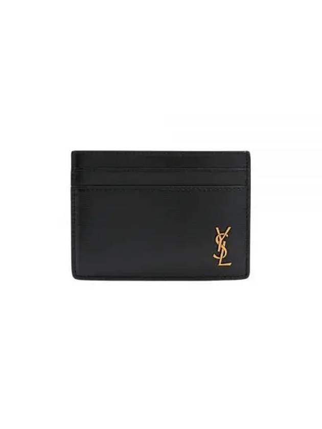 Tiny Monogram Shiny Leather Card Case Black - SAINT LAURENT - BALAAN 2