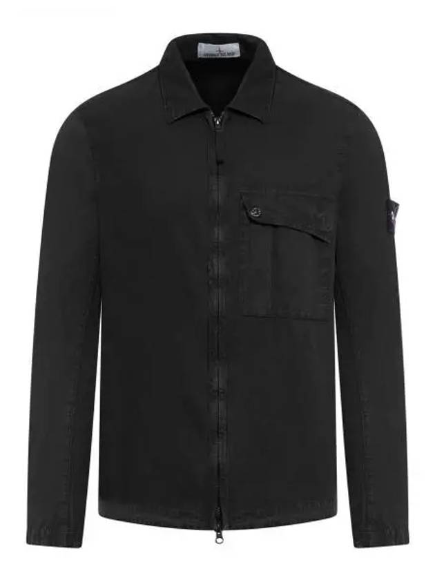 Old Treatment Garment Dyed Overshirt Jacket Black - STONE ISLAND - BALAAN 2