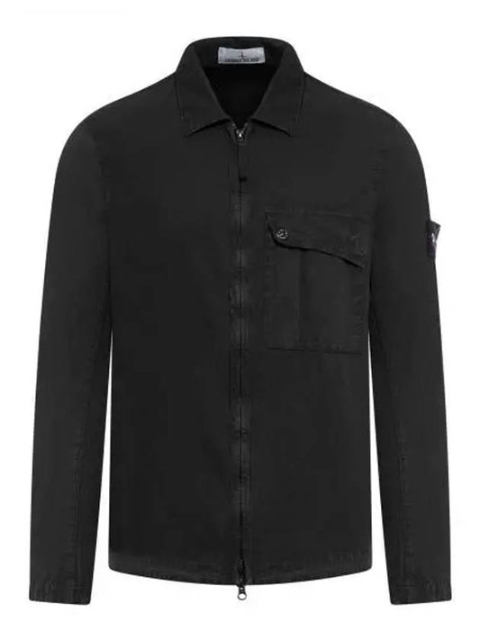 Old Treatment Garment Dyed Overshirt Jacket Black - STONE ISLAND - BALAAN 2