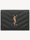 Monogram Caviar Leather Flap Card Wallet Black - SAINT LAURENT - BALAAN 3