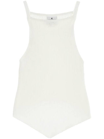 'ribbed knit tank top with pointed hem - COURREGES - BALAAN 1