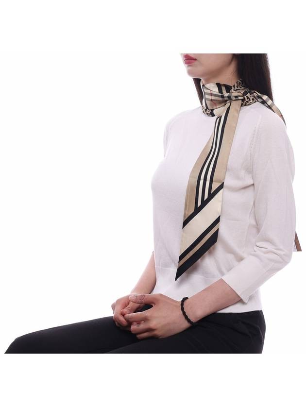 Montage Print Silk Skinny Scarf Archive Beige - BURBERRY - BALAAN 5