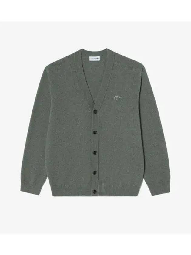 Men's Basic V-Neck Cardigan Khaki - LACOSTE - BALAAN 2