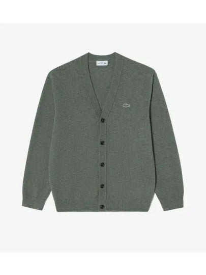 Men's Basic V-Neck Cardigan Khaki - LACOSTE - BALAAN 2