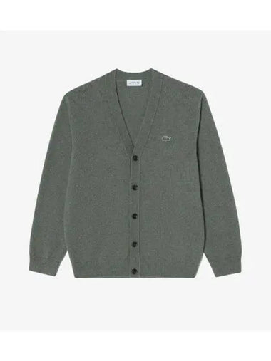 Men s Basic V neck Cardigan Khaki - LACOSTE - BALAAN 1