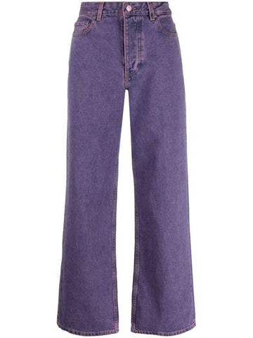 Overdyed High Waist Wide Jeans Purple - GANNI - BALAAN 1