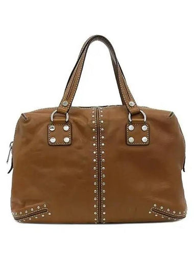 Brown leather ASTOR studded satchel tote bag - MICHAEL KORS - BALAAN 1