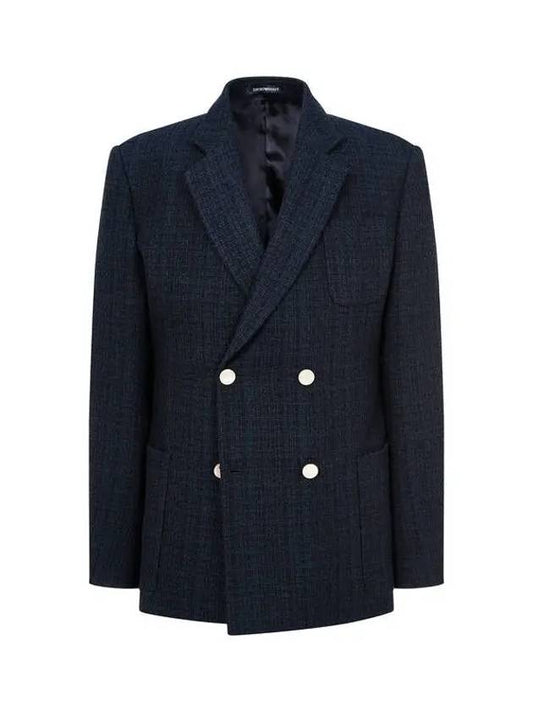 Men s Double Breasted Tweed Jacket Black - EMPORIO ARMANI - BALAAN 1