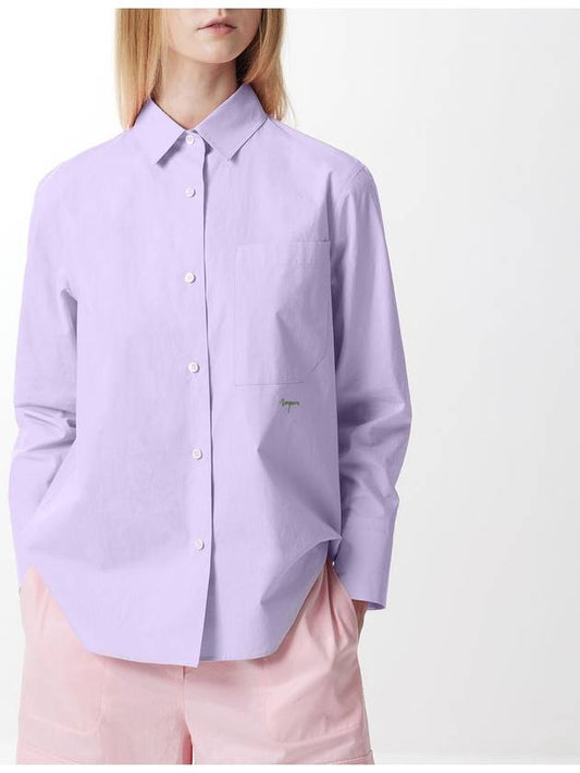Embroidery point bio cotton signature shirt light purple 022 - VOYONN - BALAAN 1
