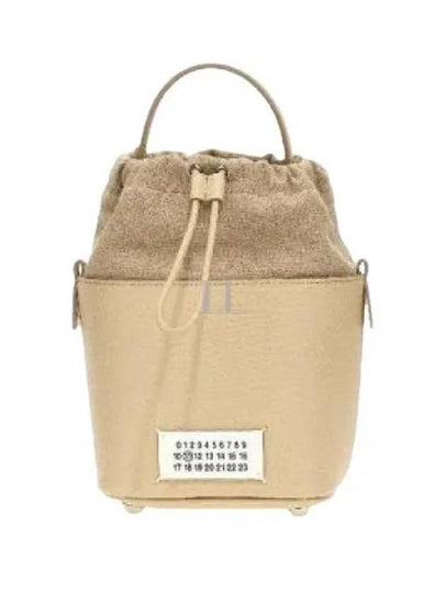 5AC Number Logo Texture Leather Bucket Bag Beige - MAISON MARGIELA - BALAAN 2