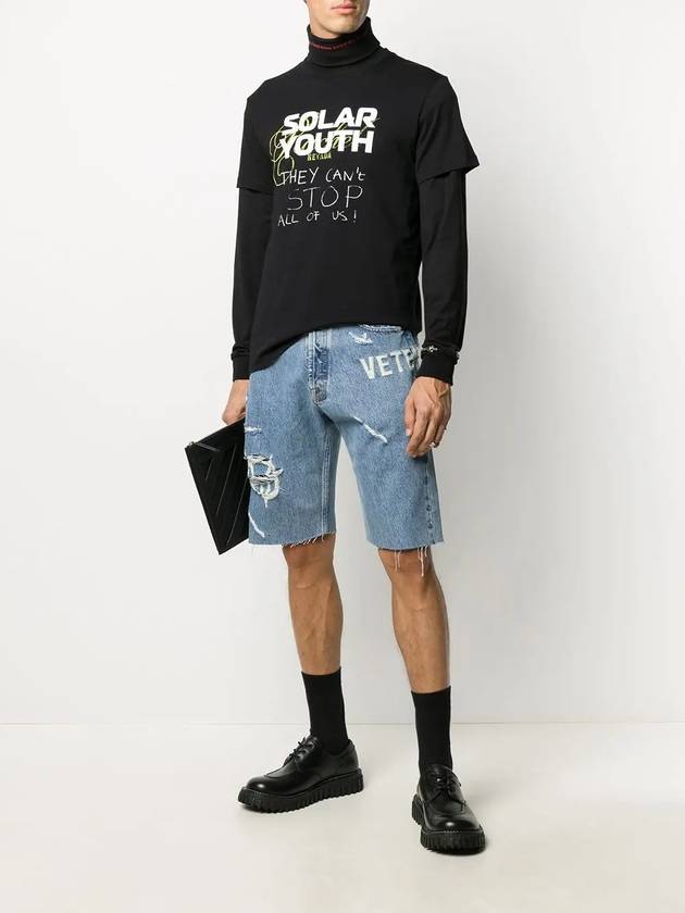 Men's Black SOLAR YOUTH Print Logo Short Sleeve T-Shirt 2021021900100099 - RAF SIMONS - BALAAN 3