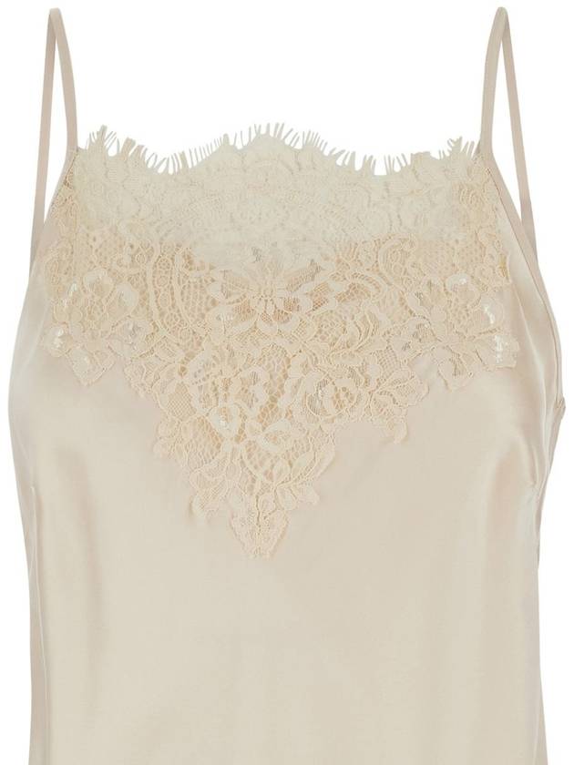 'Chantal' Mini White Dress With Tonal Lace Trim In Silk Woman - GOLD HAWK - BALAAN 3