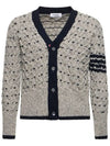 4 Bar Stripe Cable Knit Cardigan Grey - THOM BROWNE - BALAAN 2