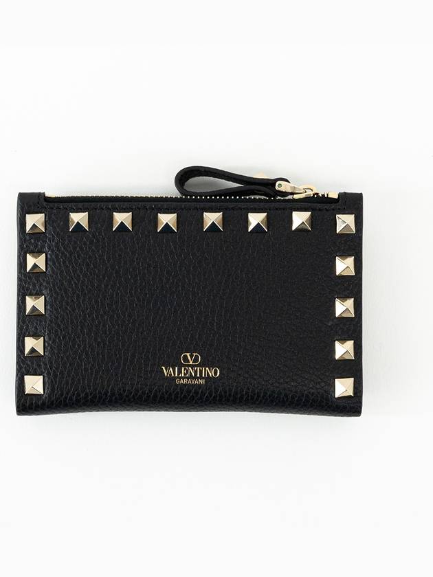 Rockstud Zip Up Card Wallet Black - VALENTINO - BALAAN 2