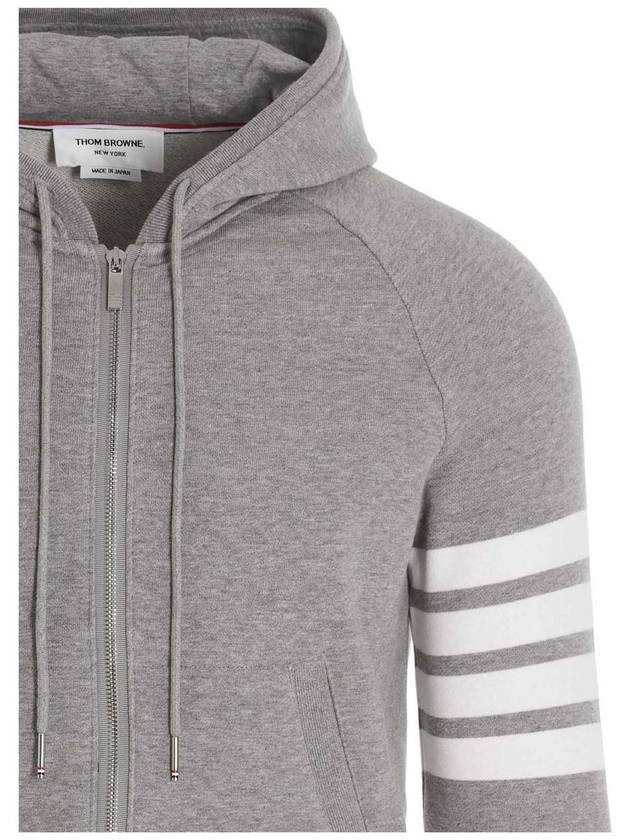 Engineered 4 Bar Diagonal Zip Up Hoodie Light Grey - THOM BROWNE - BALAAN 4