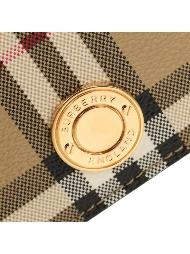 Check Small Leather Half Wallet Beige - BURBERRY - BALAAN 7