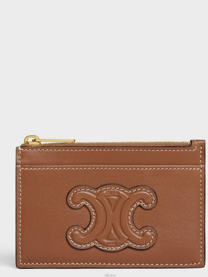 Zipper Smooth Lambskin Card Wallet Tan - CELINE - BALAAN 2