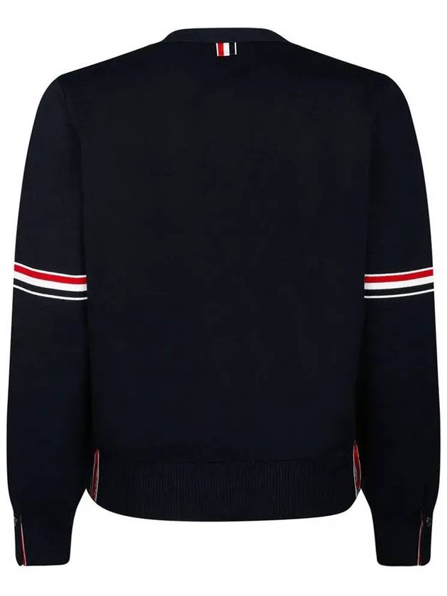 Milano Stitch Sprite Armband Cotton V-neck Cardigan Navy - THOM BROWNE - BALAAN 3