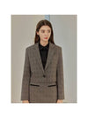 Women's Saint Check One Button Blazer Jacket Beige - ARIFF - BALAAN 1