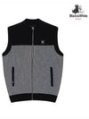 Men s pinstripe jacquard full open knit vest 2114GXVW BLACK - BLACK&WHITE - BALAAN 1