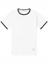 Ringer Medium Weight Jersey Short Sleeve T-Shirt White - THOM BROWNE - BALAAN 1