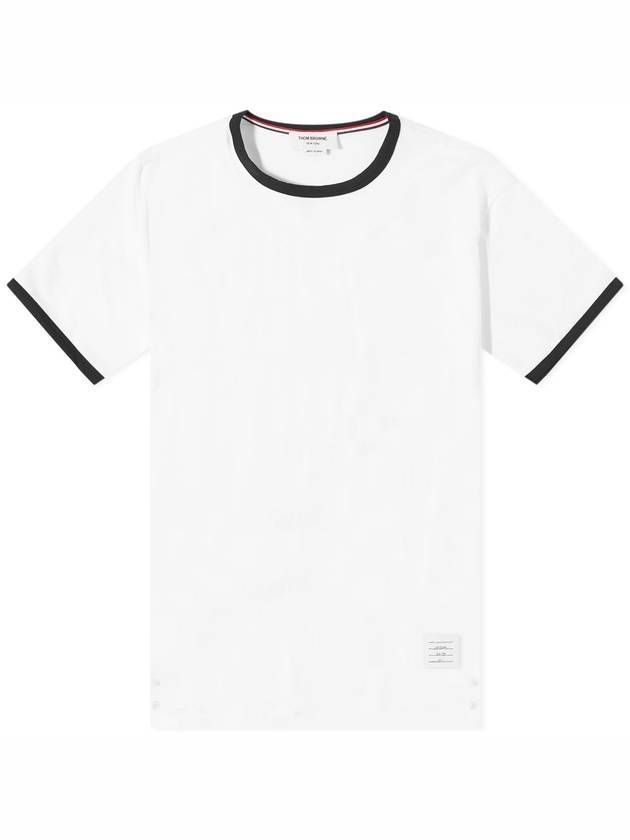 Ringer Medium Weight Jersey Short Sleeve T-Shirt White - THOM BROWNE - BALAAN 1