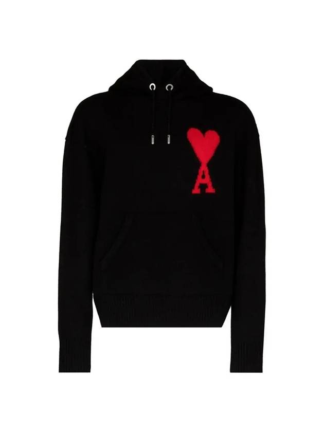 Big Heart Logo Hoodie Black - AMI - BALAAN 1