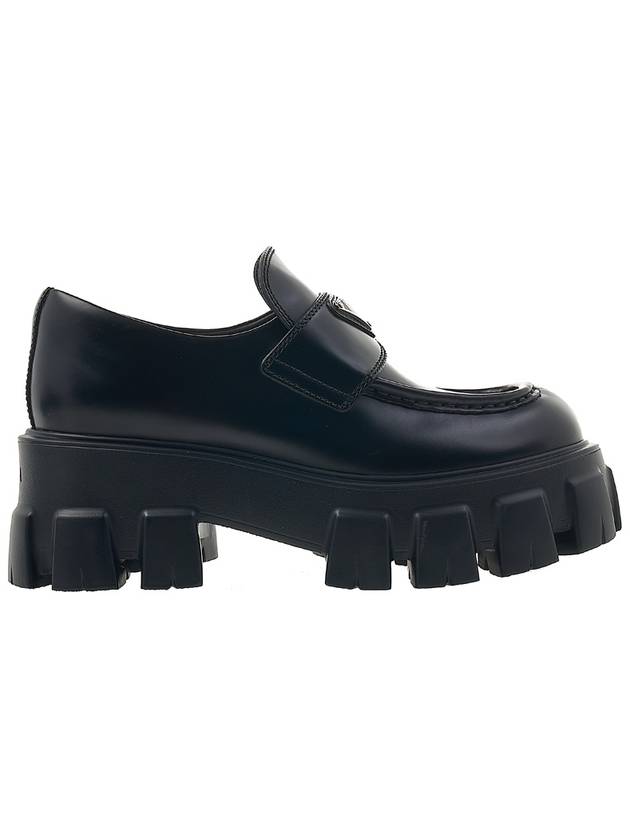 Monolith Brushed Leather Platform Loafers Black - PRADA - BALAAN 3